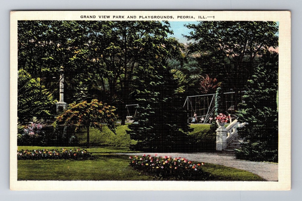 Peoria IL-Illinois, Grand View Park and Playground, Antique Vintage Postcard