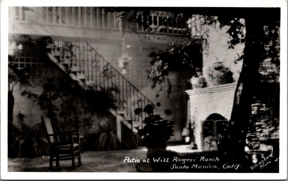 Will Rogers Ranch Patio Santa Monica California RPPC Dillingham Photo