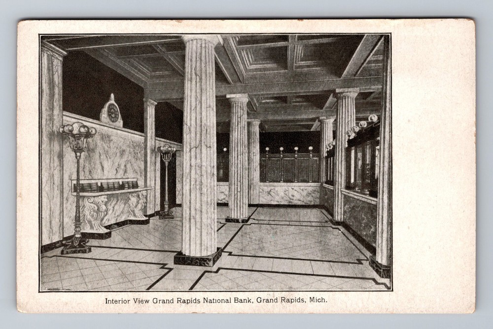 Grand Rapids MI-Michigan, Interior Grand Rapids National Bank Vintage Postcard