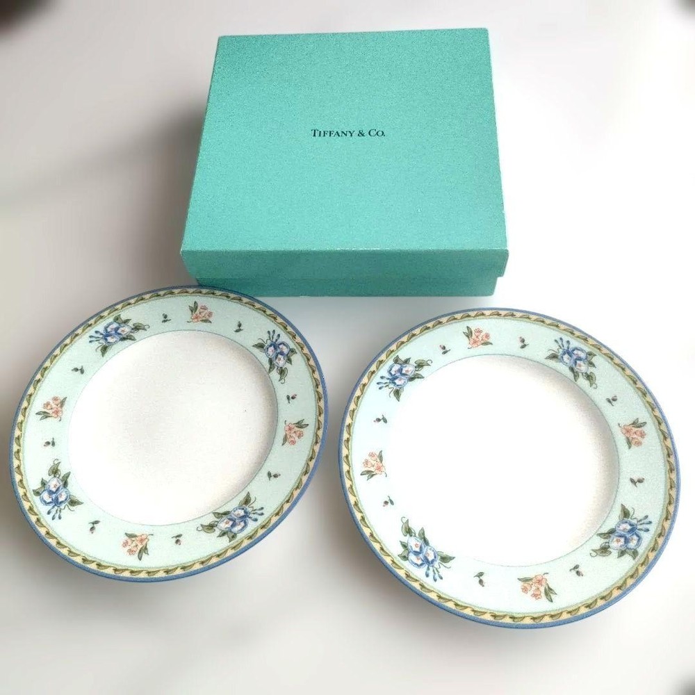 Tiffany & Co. Morning Glory 18cm Porcelain Plate Set of 2 New Gift