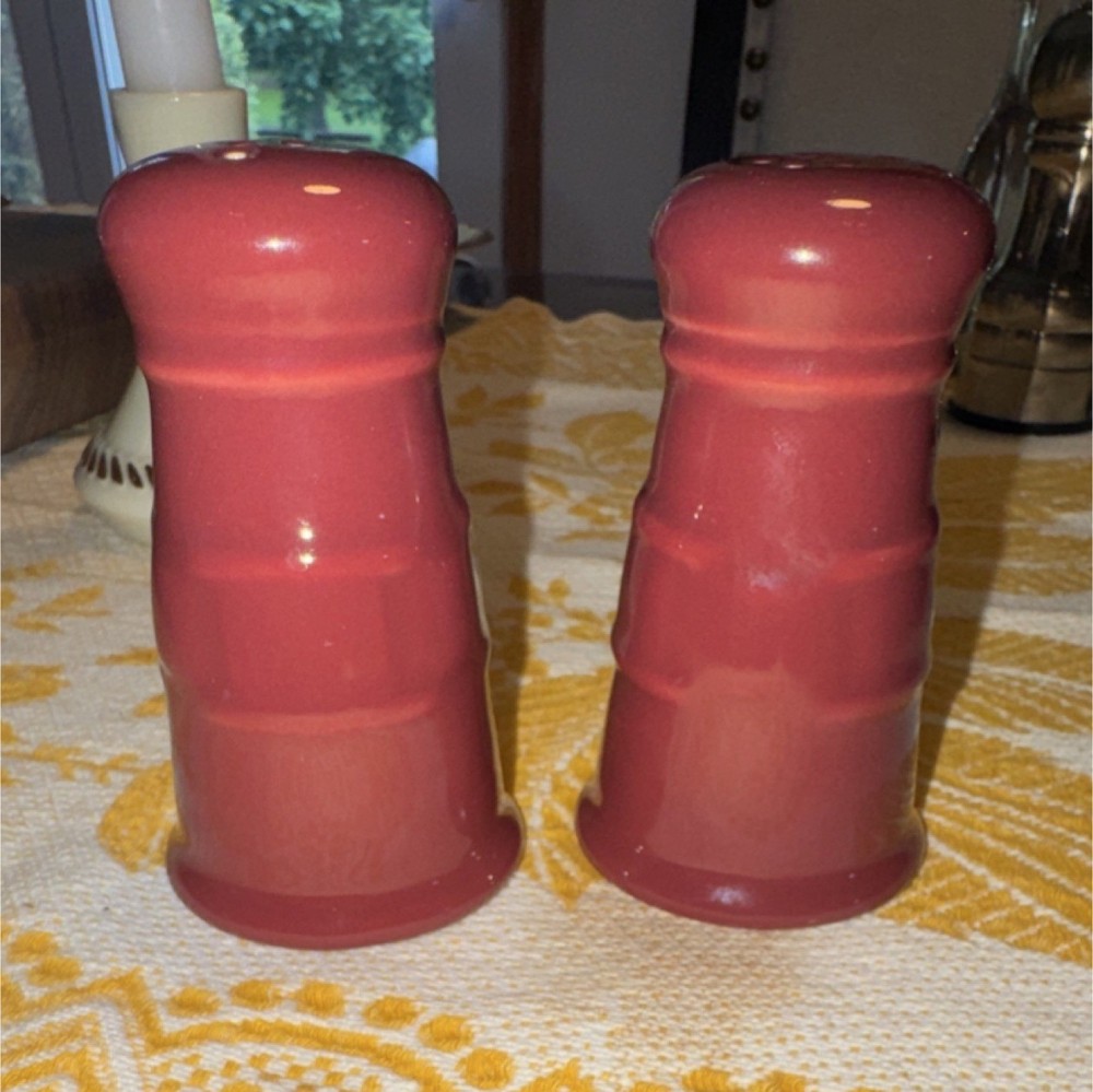 Pair of Longaberger Woven Traditions Salt and Pepper shakers in  Paprika color