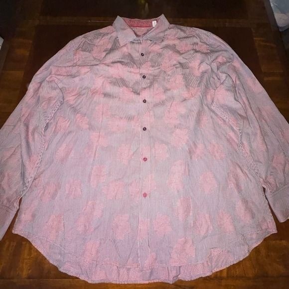 Robert Graham Floral Check Button Up Shirt 4TG Big & Tall
