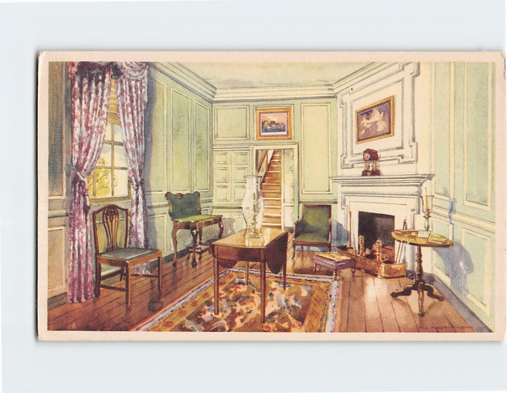 Postcard Martha Washingtons Sitting Room Mount Vernon Virginia USA