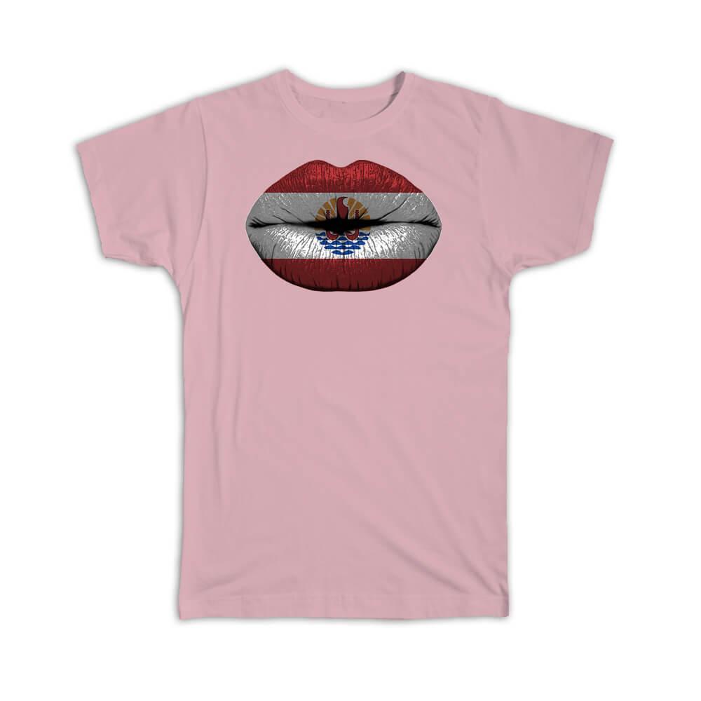 French Polynesia Flag Lips T-Shirt for Women Expat Gift Feminine Design