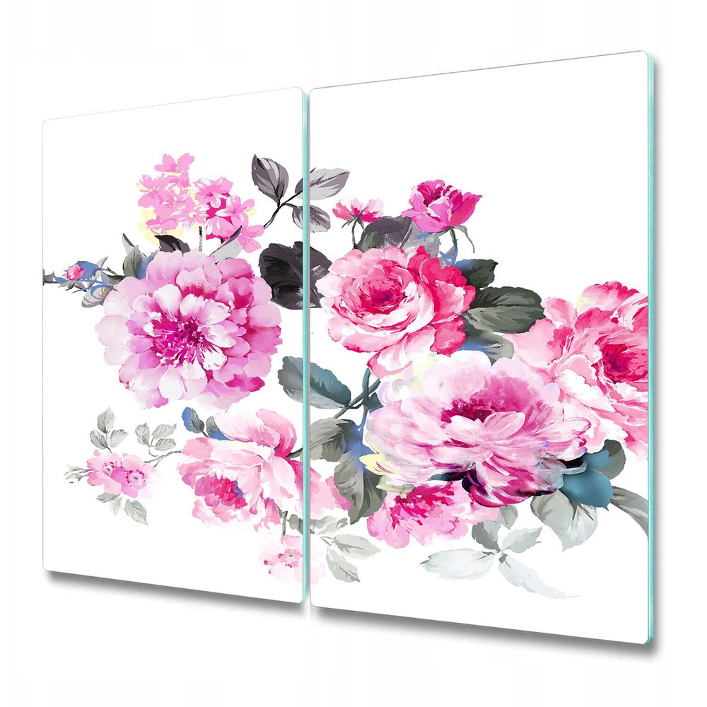 Glass Worktop Saver Elegant Flowers And Leaves Garden Floral Art 2x30x52