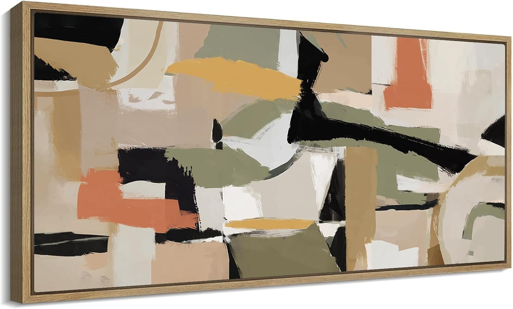 Extra Large Modern Geometry Canvas Horizontal Wall Art Framed 20X40 Abstract Col