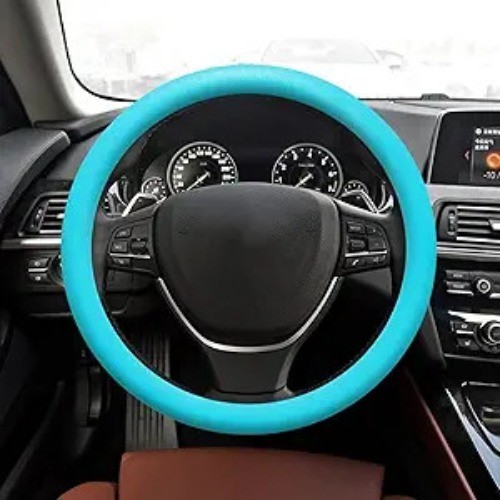 Steering Wheel Cover, 13 to 14.17 inches Non-Slip Silicone Ste Color: Sky Blue