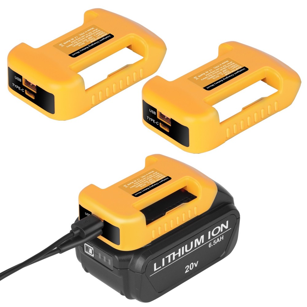 2 Pack USB Charger Adapter for De Walt 20V Li-ion Battery with Dual Socket