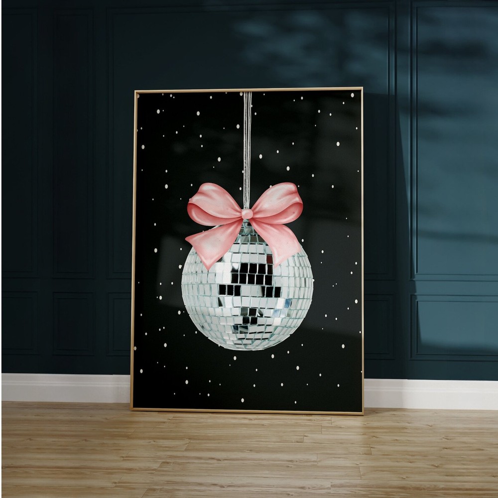 Christmas Disco Ball Print Trendy Oil Painting Cute Holiday Decor Preppy