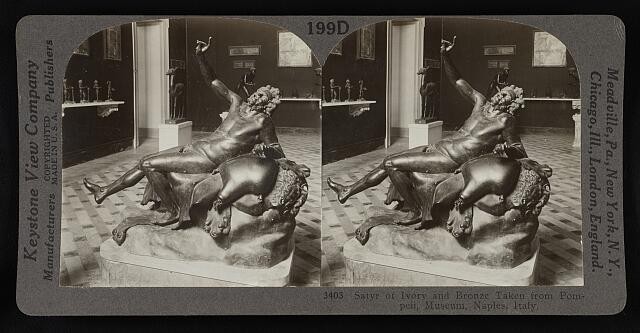 Photo:Naples Italy Pompeii Satyr Ivory Bronze Museum Sculpture 1860s-1930s