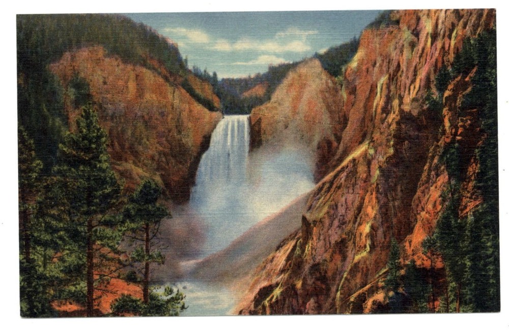 Yellowstone Natl Park Wyoming Great Falls Grand Canon unused vintage postcard