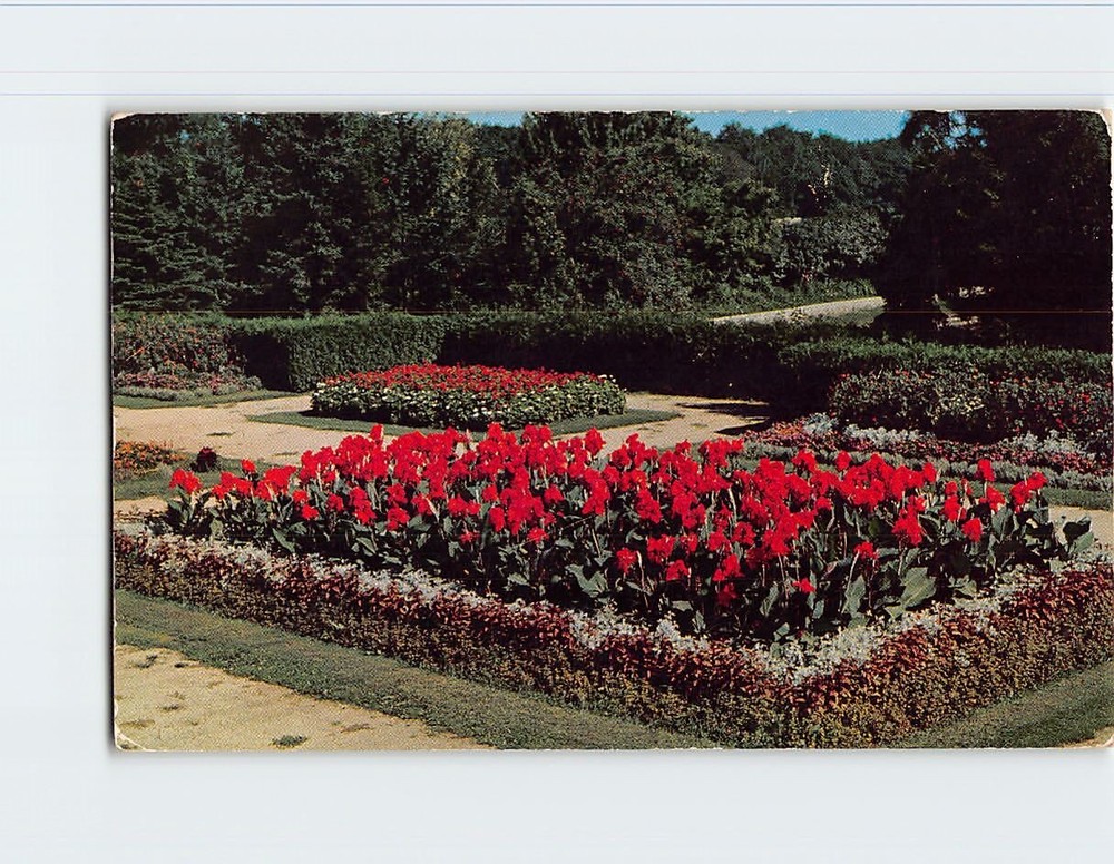 Postcard Flower Beds In Sinnissippi Park Sunken Gardens Rockford Illinois