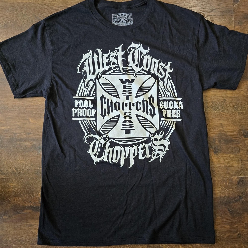West Coast Choppers Shirt Mens Medium Black Fool Proof Sucka Free Graphic Tee