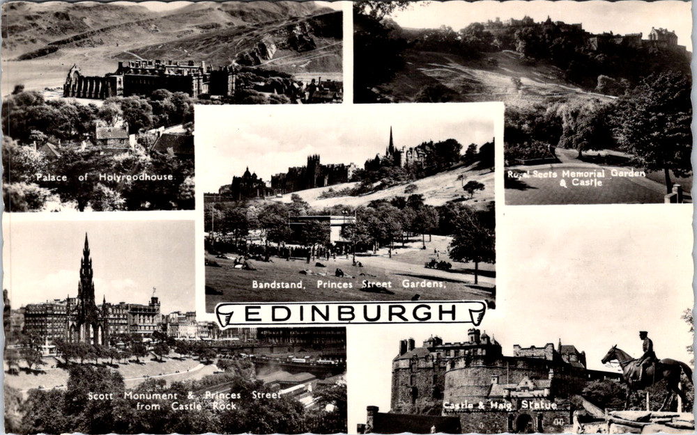 Vintage Postcard Edinburgh Scotland Castle Rock Princes Street Views
