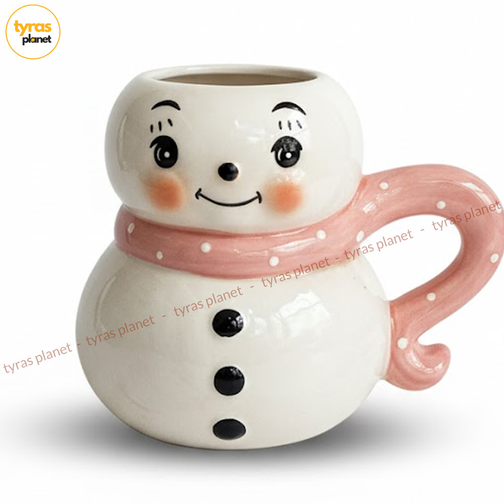 New Christmas Johanna Parker Large Coffee Mug Holiday Pink Figural Snowman