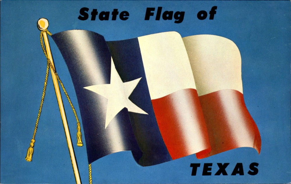 Lone Star State Flag of Texas TX ~ vintage postcard
