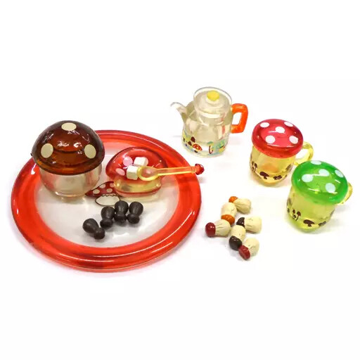 Candy Toy Mini Figure 5. Mushroom Colorful Tea Set Clear Ver. Collection Born Fr