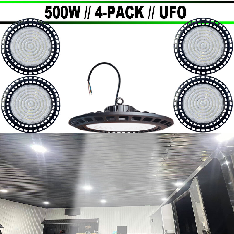 4-Pack 500W UFO LED High Bay Lights for Factory Warehouse Commercial Use  
