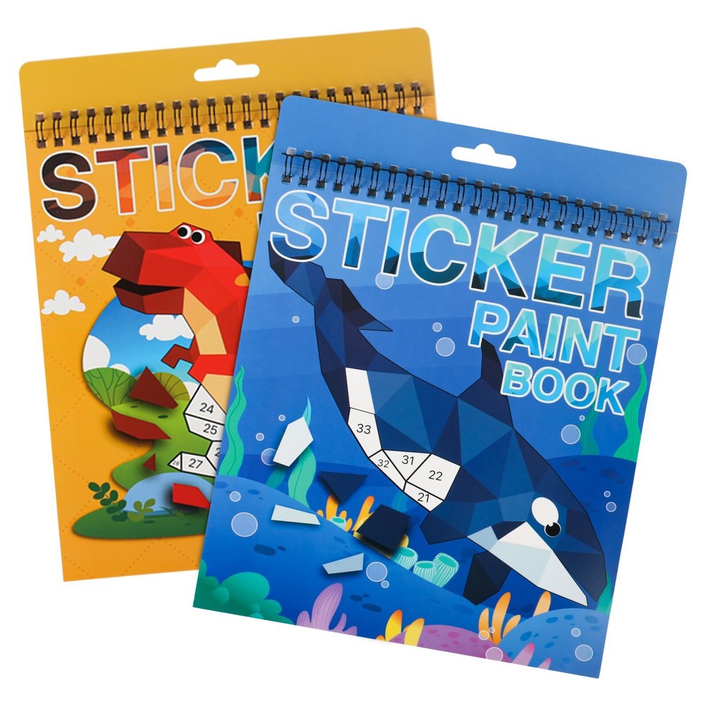 AEAHALY 2 Pack Reusable Sticker Books Fun Crafts for Kids 4-8 Paint by Sticker Activity