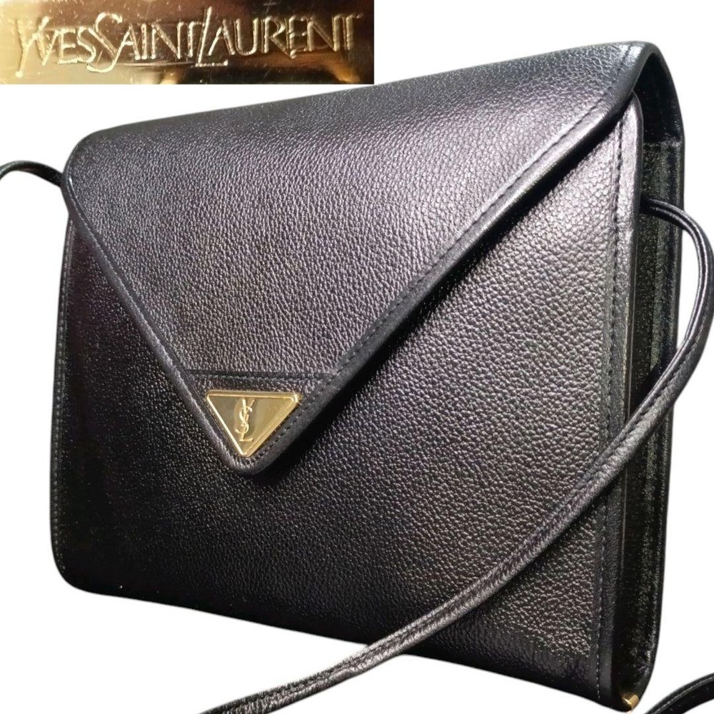 Yves Saint Laurent Cassandra Gray Leather Shoulder Bag Authentic Near Mint