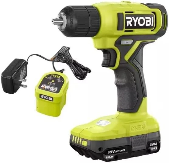 Ryobi 18V 3/8 Cordless Drill/Driver Kit with 1.5Ah Battery & Charger