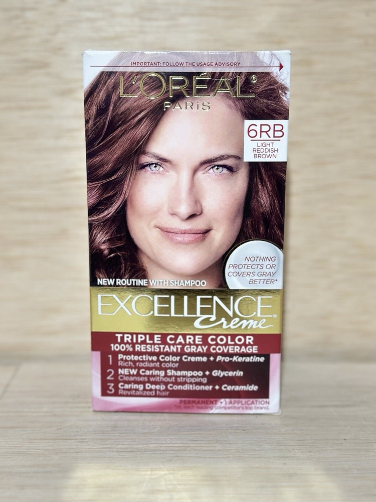 L'Oreal Excellence Creme Triple Protection Color #6RB Light Reddish Brown, 1 Kit