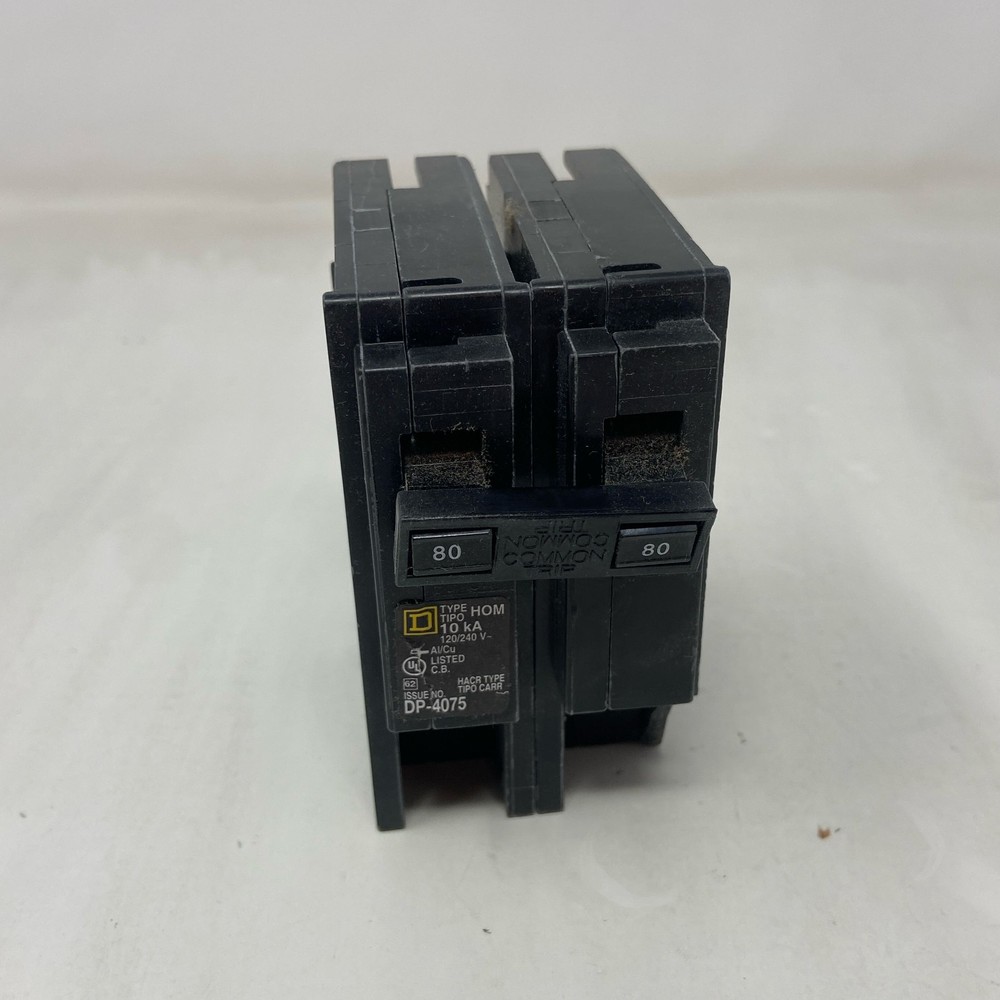 Square D Homeline HOM280 80A 2-Pole Circuit Breaker, Black