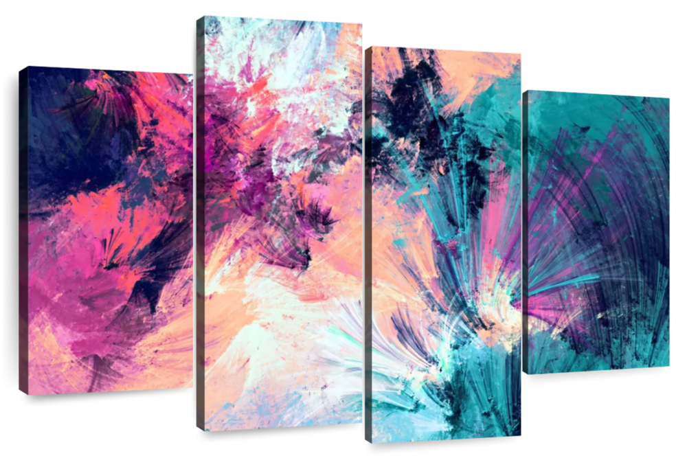 Pink And Blue Abstract Wall Art