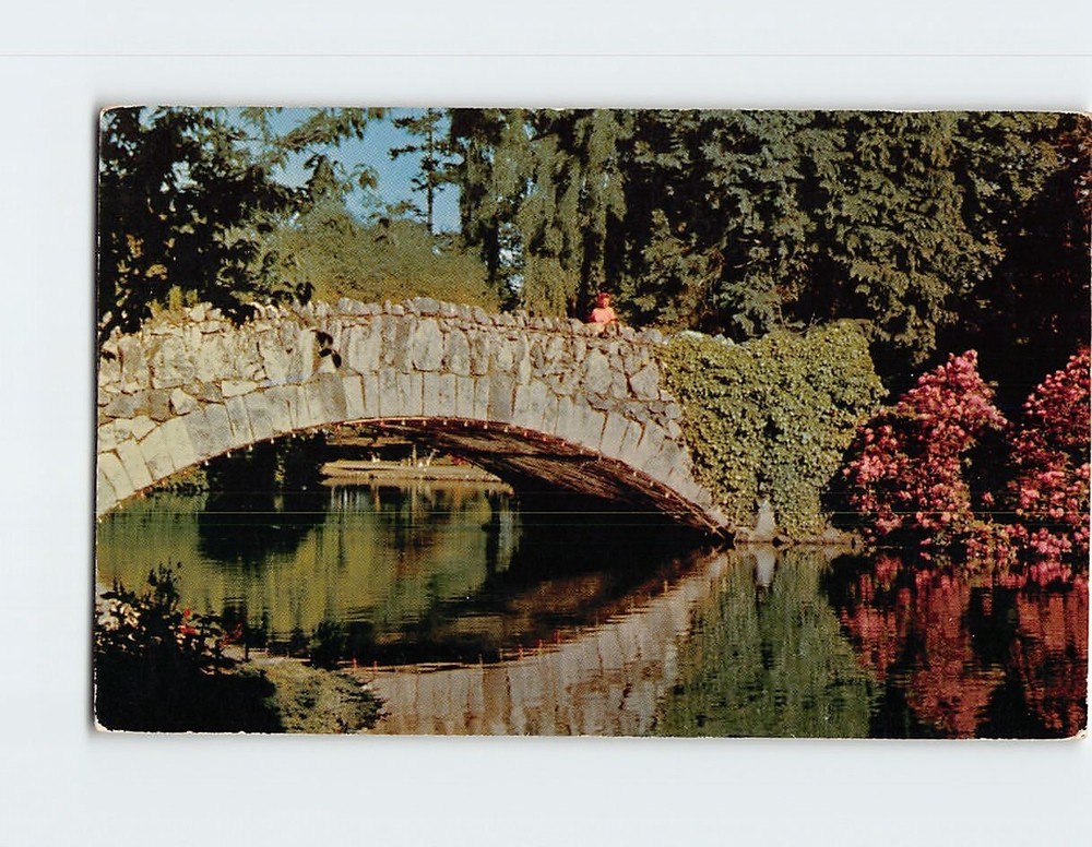 Postcard Beacon Hill Park Stone Bridge Victoria Canada