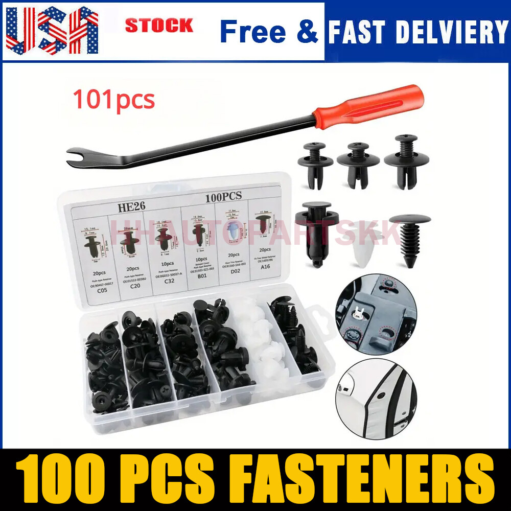 100pcs Box Set Bumper Fender Liner Push Type Retainer Clips for Toyota Fastener