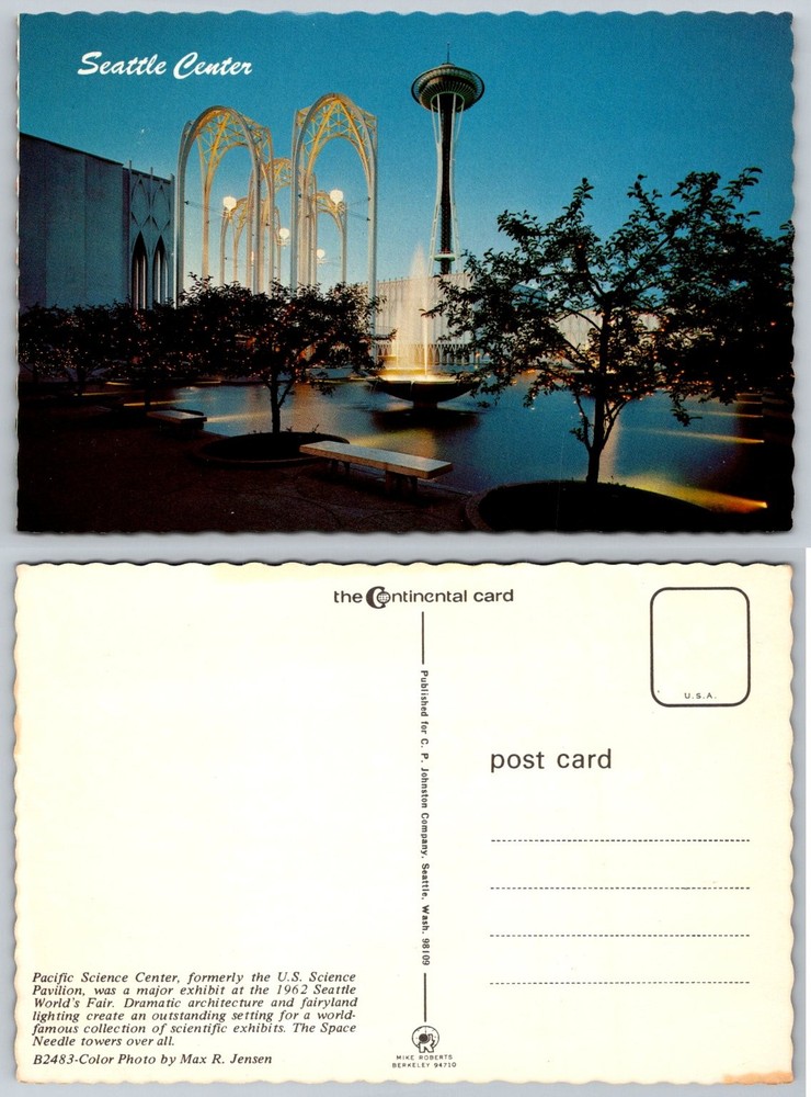 Seattle Center Space Needle & Pacific Science Center Postcard World's Fair