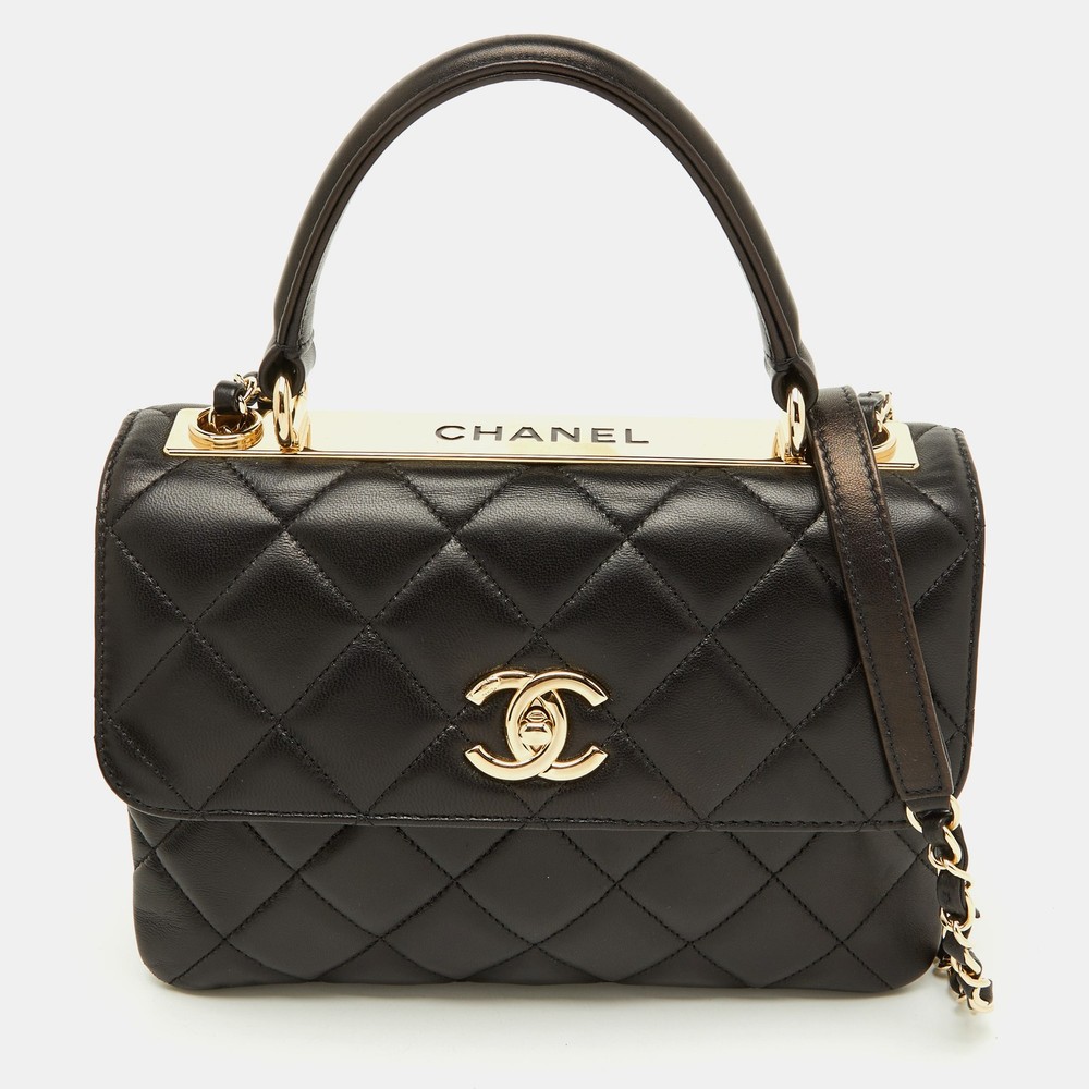 Chanel Black Quilted Leather Small Trendy CC Top Handle Bag  