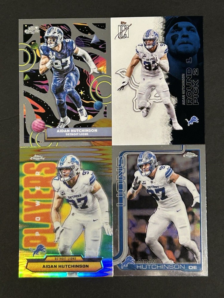 2025 Topps Chrome🪐Cosmic-Signature Aidan Hutchinson Detroit Lions 4 Card Lot
