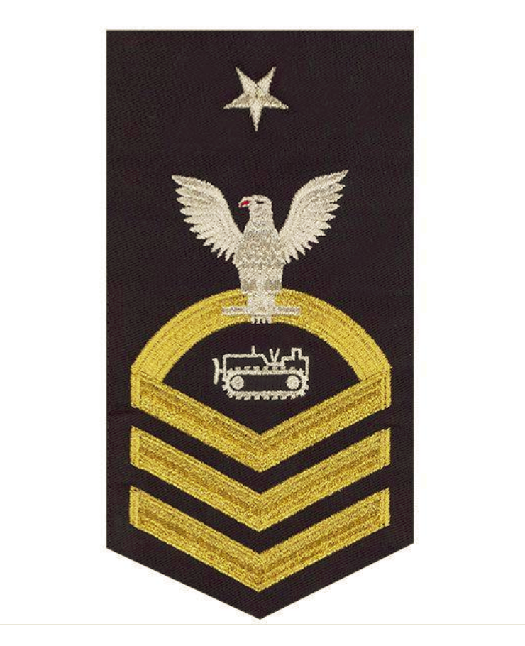 Vanguard Navy E8 Equipment Operator Gold on Blue Badge