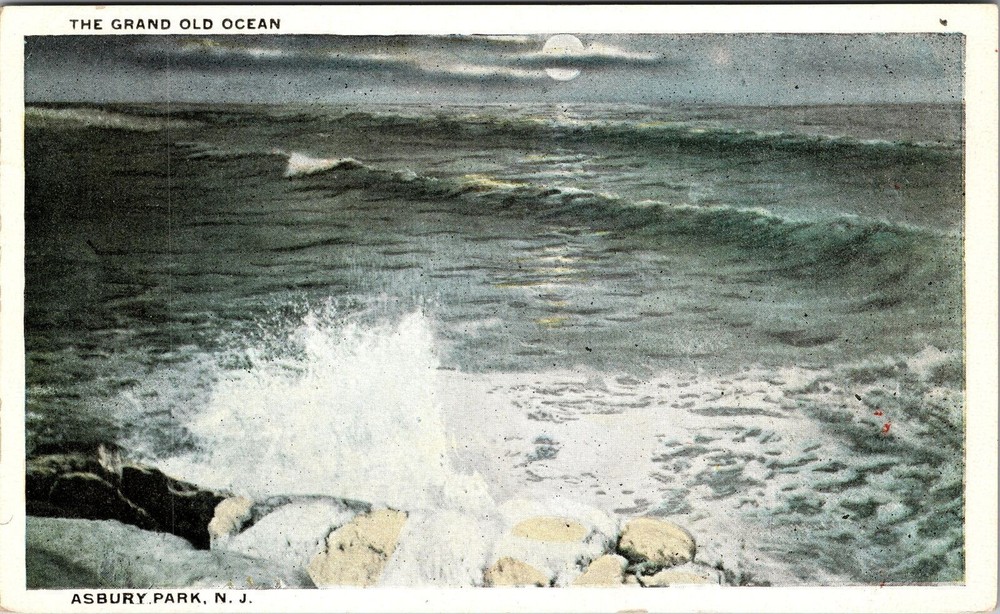 Asbury Park NJ-New Jersey, The Grand Old Ocean, Scenic Vintage Postcard