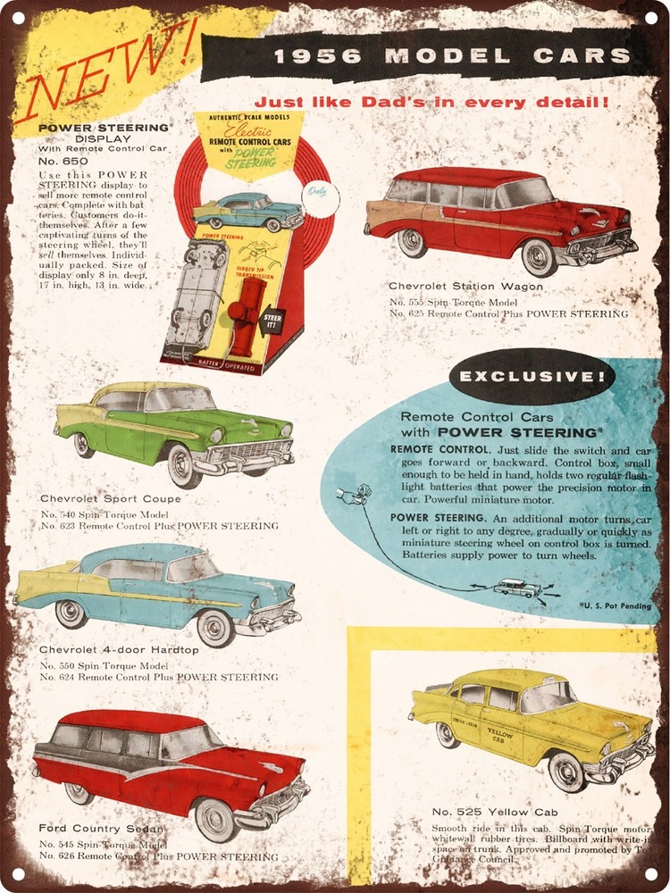 1956 Product Miniature Co Toy  Chevy Coupe Ford Metal Sign 9x12