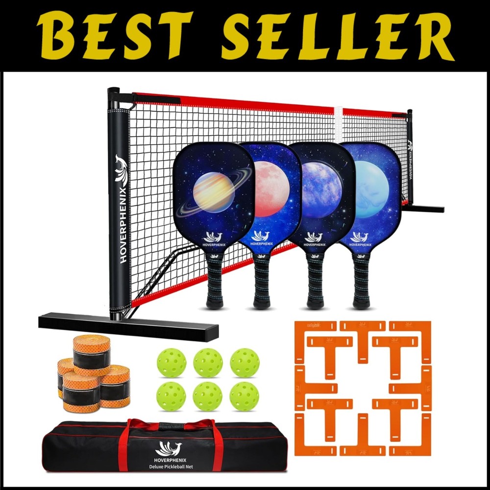 All-in-One Portable 22FT Pickleball Net System with Paddles & Easy Assembly