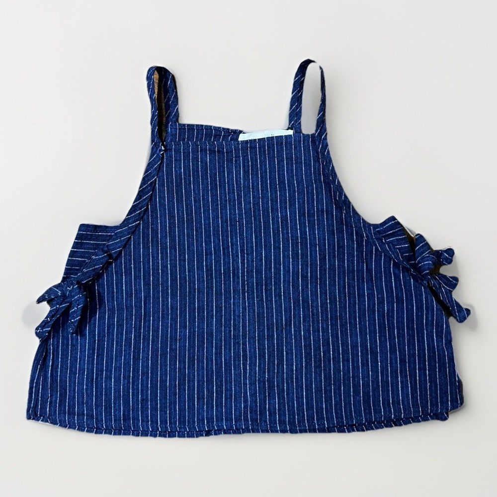 ZARA Girls Blue White Striped Sleeveless Tank Top Bow Accent Size 10 140cm