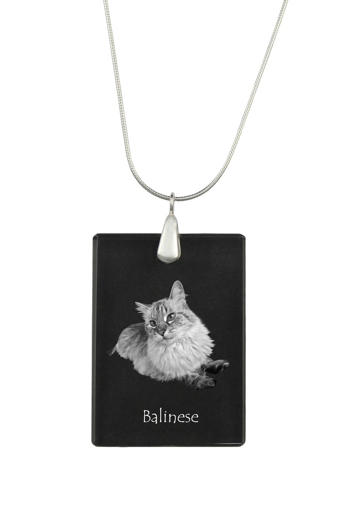 Balinese Left - Crystal Pendant With Cat, Silver Necklace Photo, Personalised