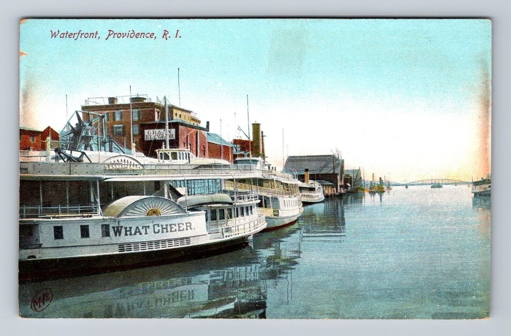 Providence RI-Rhode Island,  Steamboat 'What Cheer,' Waterfront Vintage Postcard