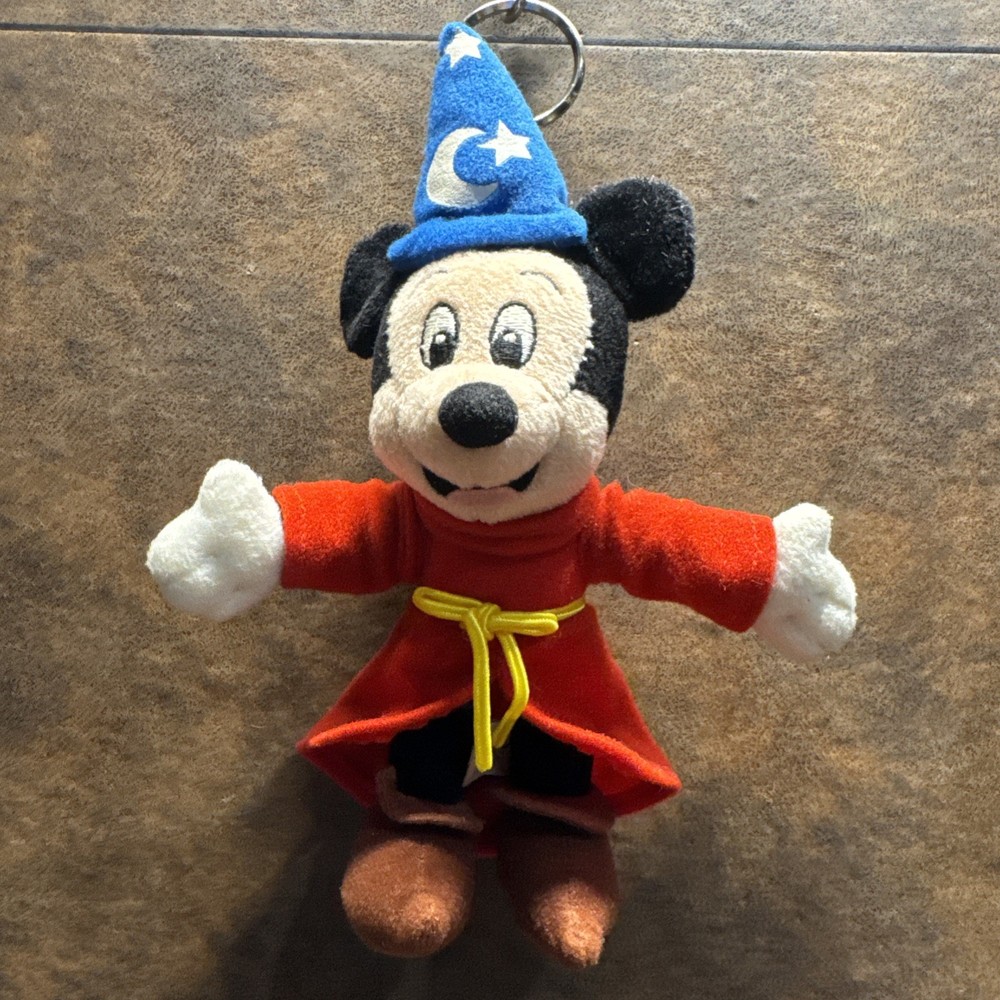 Vintage Disney Parks Fantasia Mickey Sorcerer's Apprentice Plush Keychain Rare