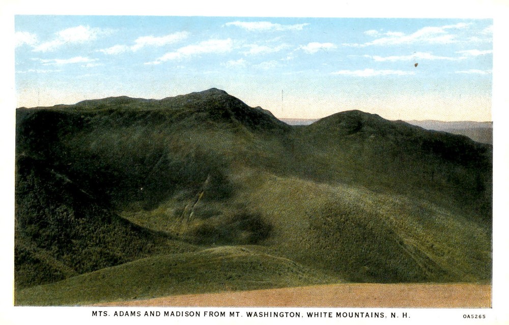 Mt. Washington View of Mt. Adams and Madison, White Mountains, NH Postcard
