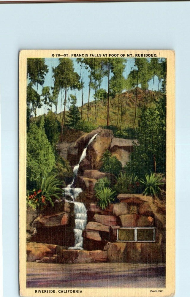Postcard - St. Francis Falls At Foot Of Mount Rubidoux, Riverside, California