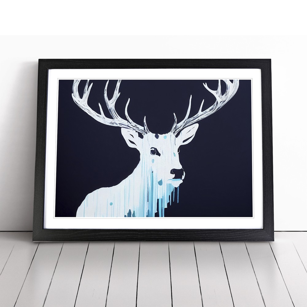 Ice Cool Stag Abstract Wall Art Print Framed Canvas Picture Poster Decor