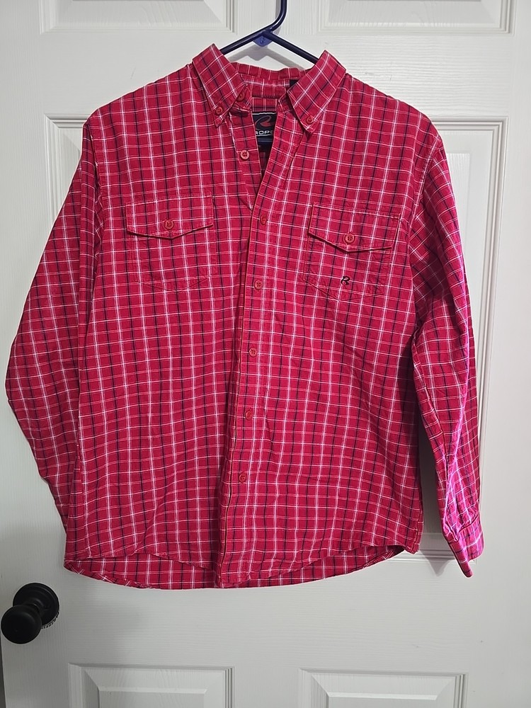 Roper Red Checkered Boys Button Down Shirt Size Large XL (14-16) Western Rodeo