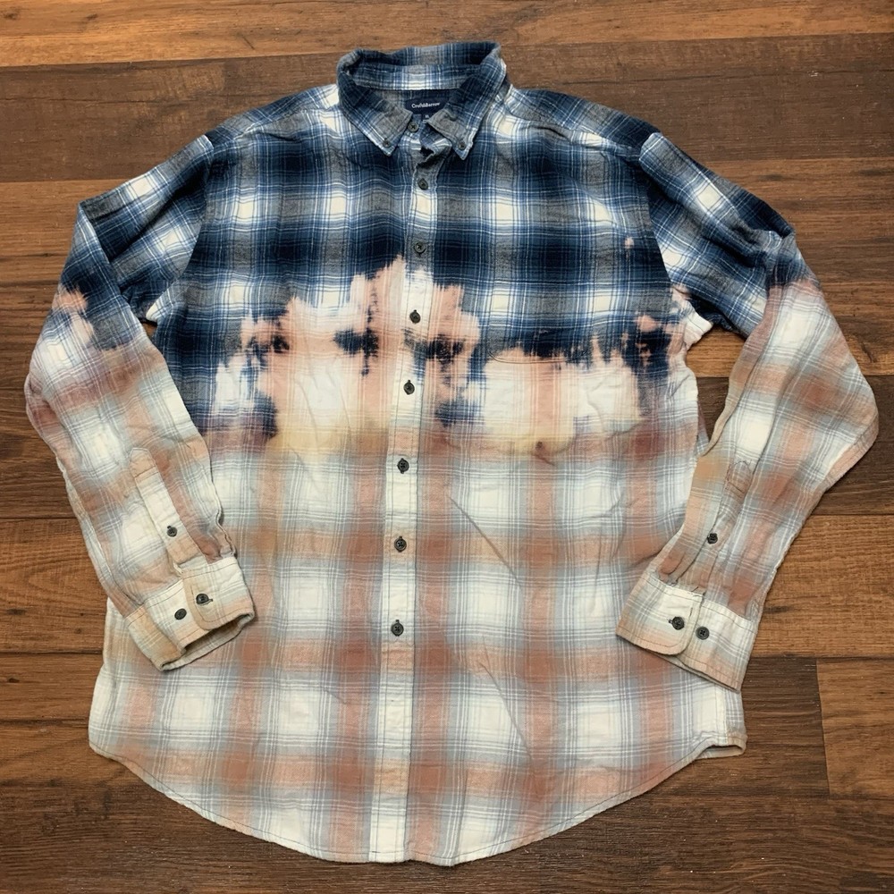 Croft & Barrow Bleached Flannel Shirt Men’s XL Blue Button Down Long Sleeve