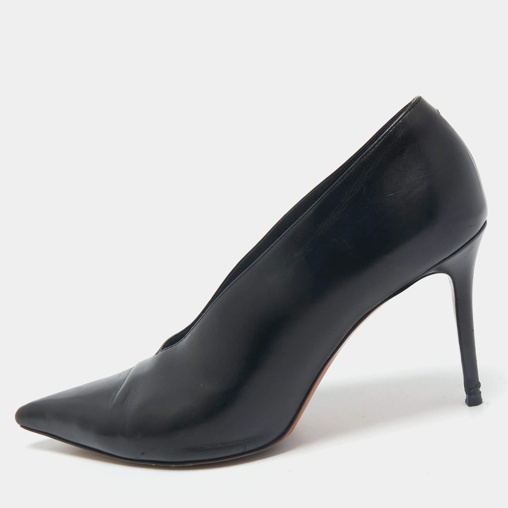 Celine Black Leather V Neck Pumps Size 38