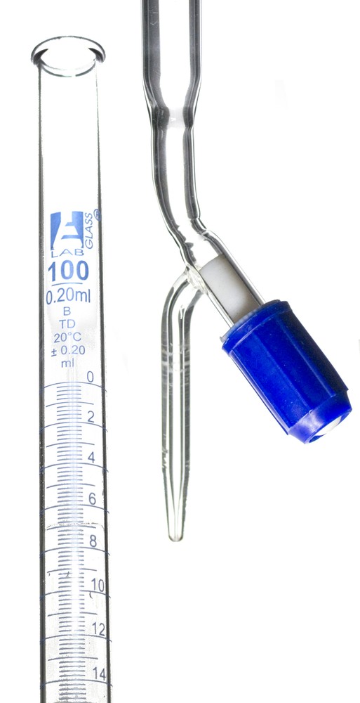 100mL Class B Borosilicate Burette with 0.2mL Graduations, Tolerance, and PTFE Stopper