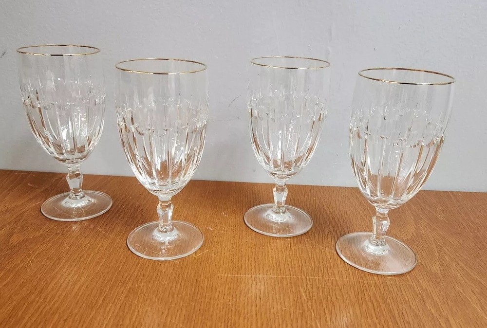 4 Waterford Crystal Grenville Gold Iced Tea Glasses 6.75