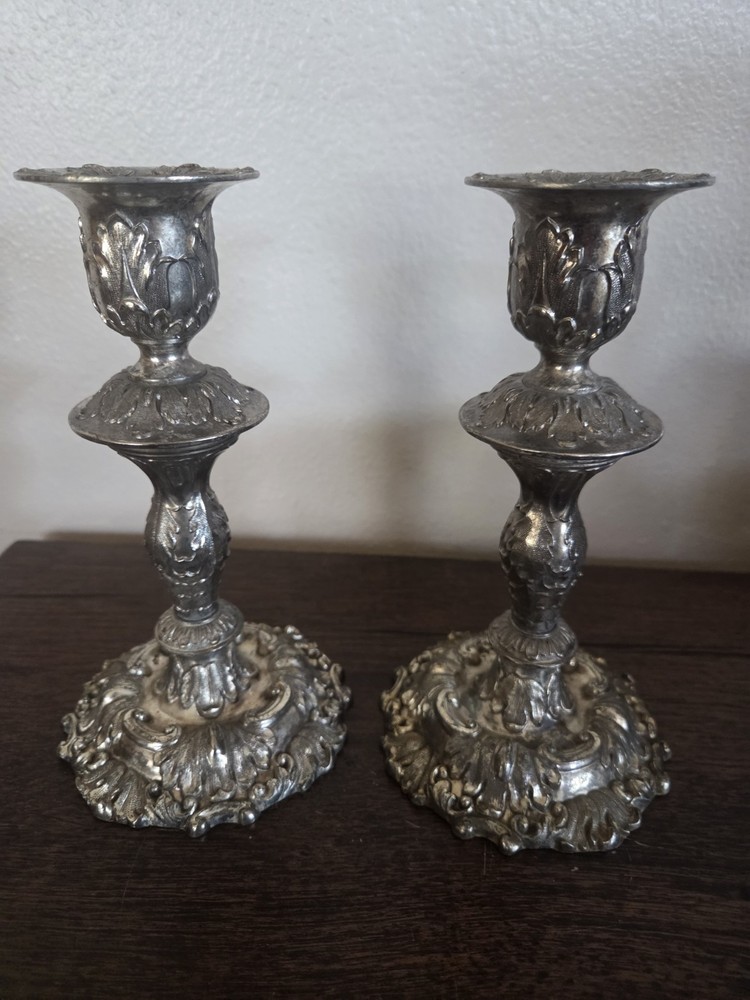 2 Silver Plated Candle Holders Japan  7